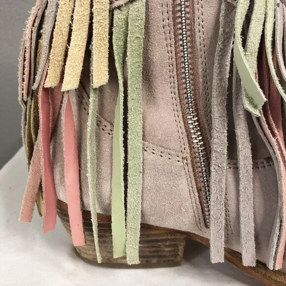 Free People Boots Womens 8 US 38 EU Lawless Fringe Pastel Western Boho Rodeo - Picture 10 of 16